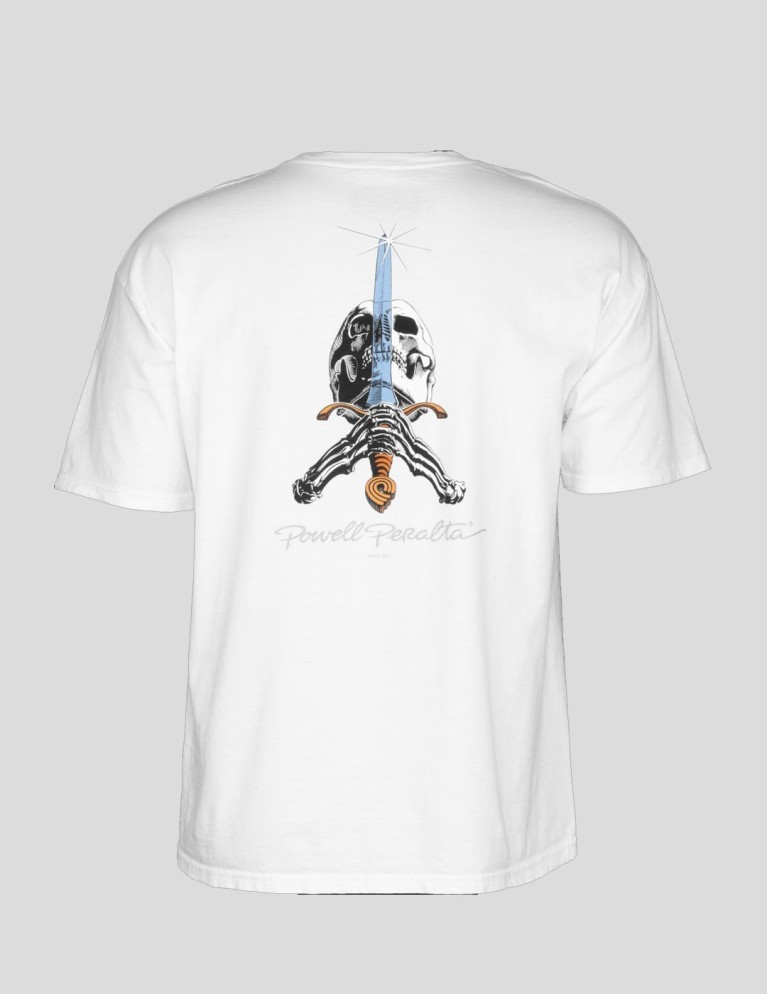POWELL PERALTA cranio e spada tee camicia bianca